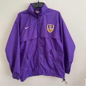 Nike LSU Tigers Windbreaker Jacket Mens Size Small Pullover Zippered Hood Purple